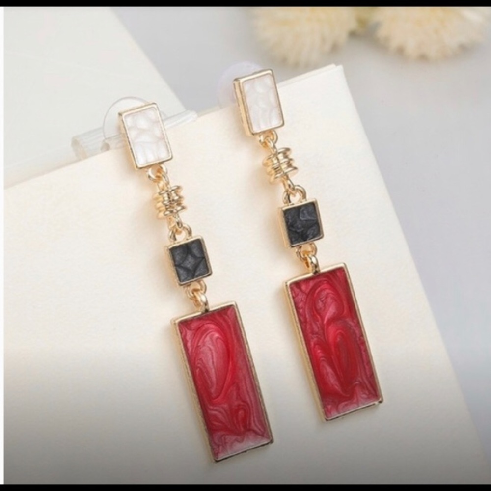 Stone Geometric Shape Earrings